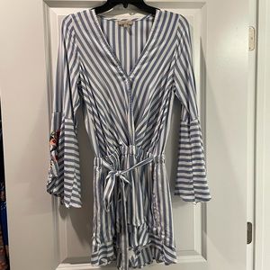 Blue and white romper